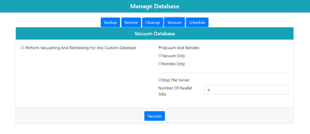 Vacuum Database