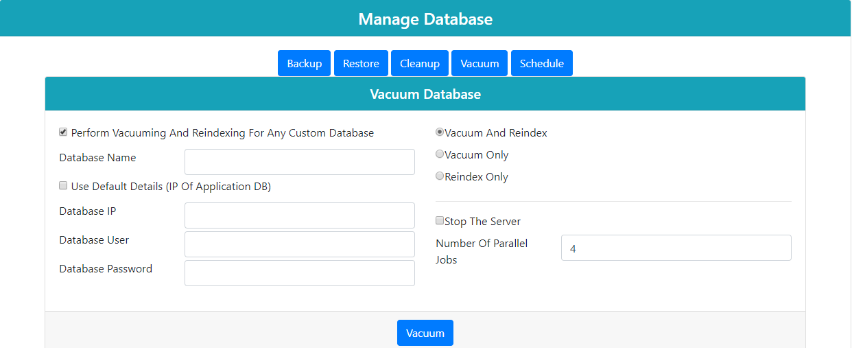 Vacuum Database