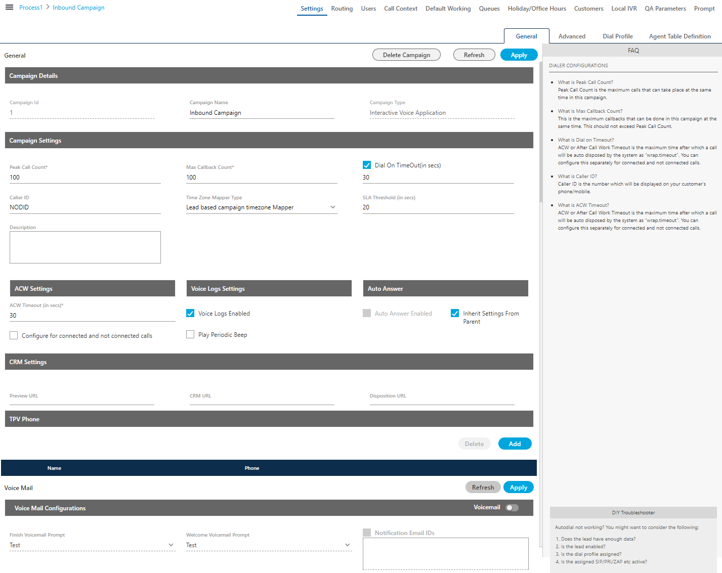 Interactive Voice Application Campaign Details