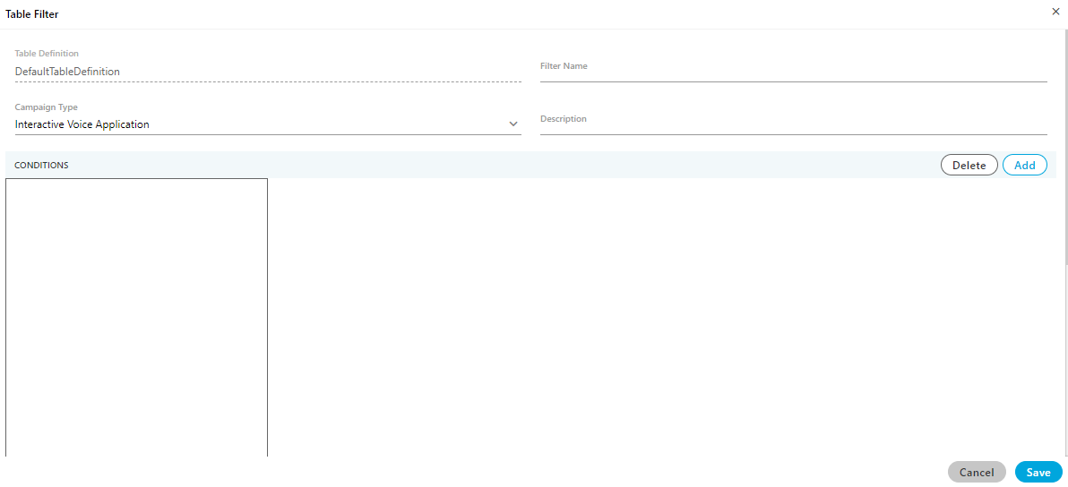 Create Table Filter