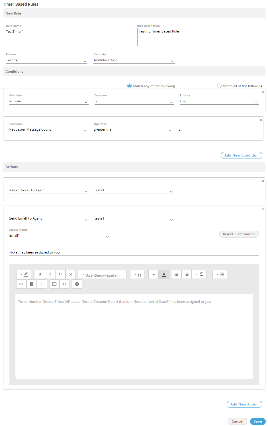 Sample Timer-Based Rule