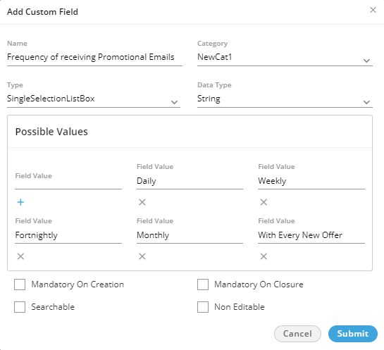 Single Selection List