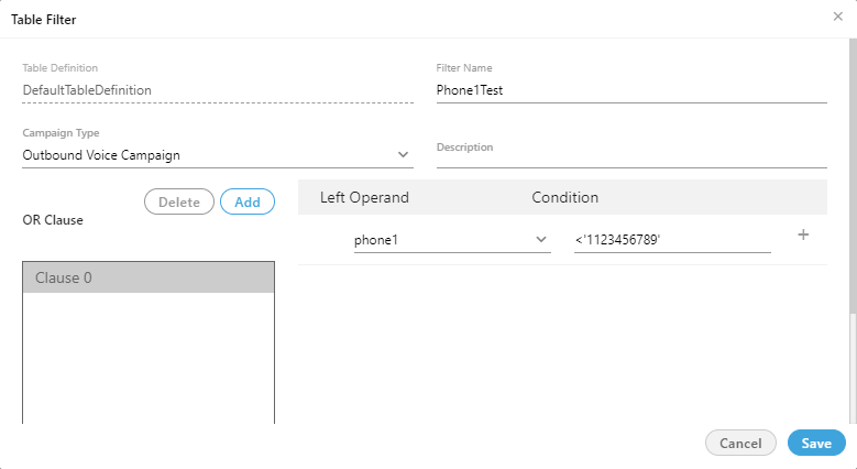 Modify Table Filter