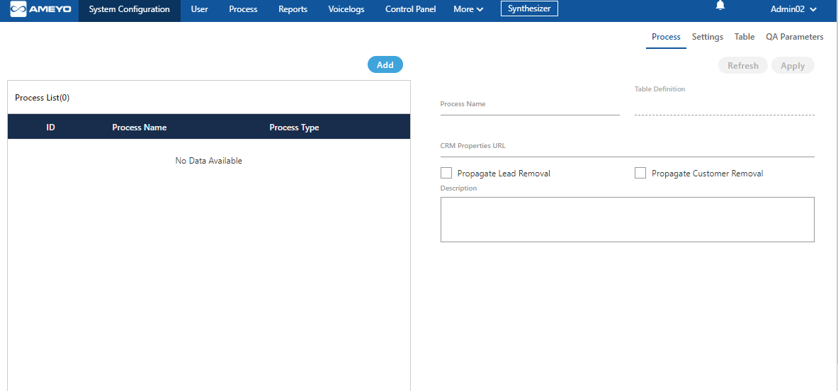 UI of Admin Console