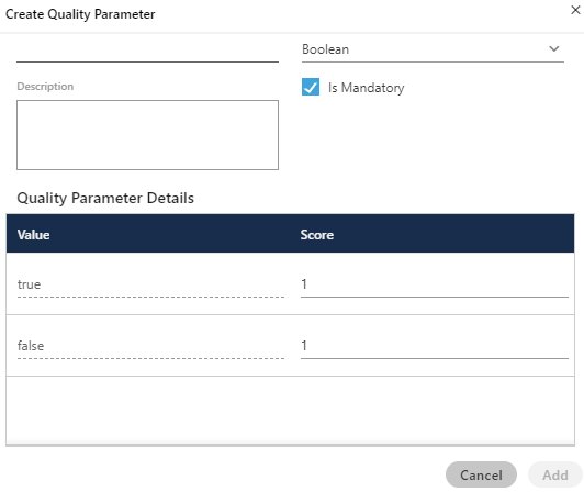 Create Quality Parameter