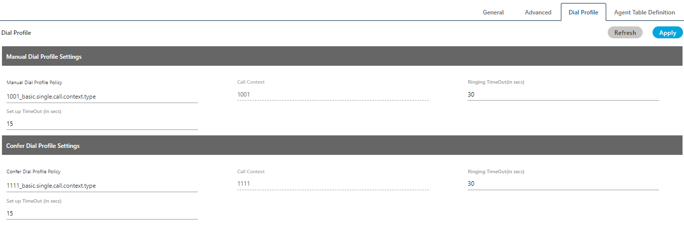 Configured Dial Profiles