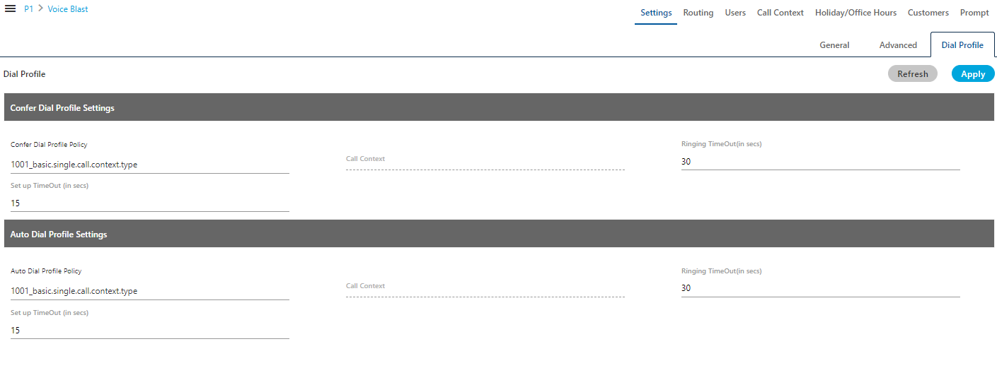 Configured Dial Profiles