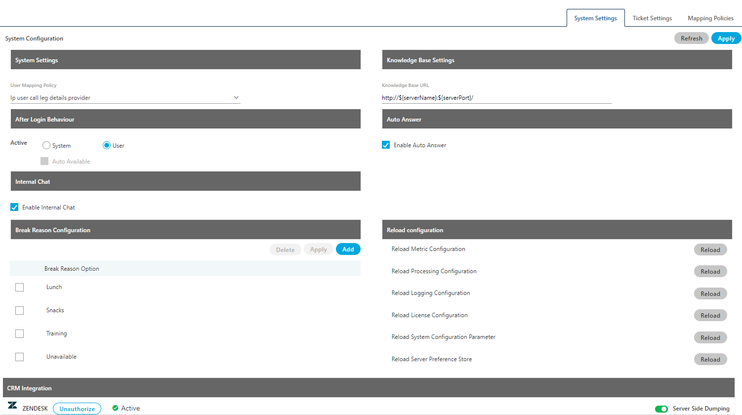 Settings Tab