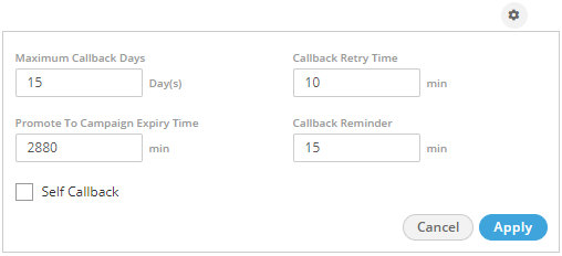 Callback Settings