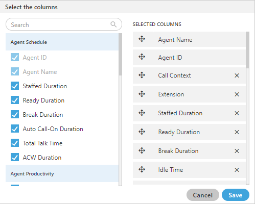 Agent Monitoring Fields