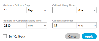 Callback Settings