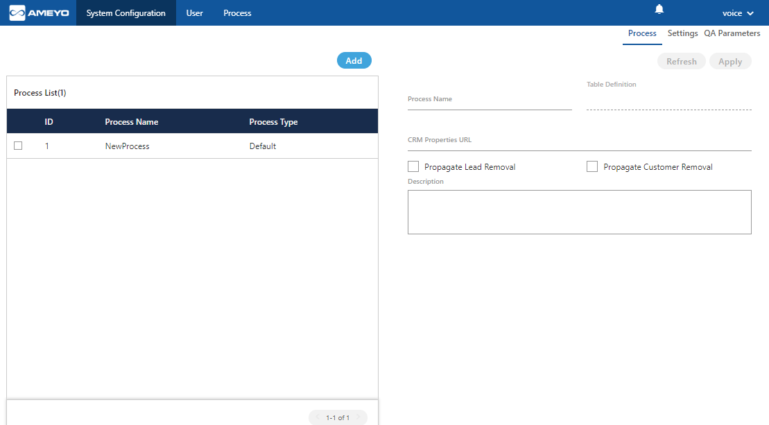 UI of Admin Console