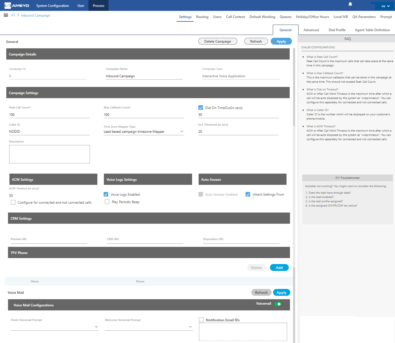 Interactive Voice Application Campaign Details