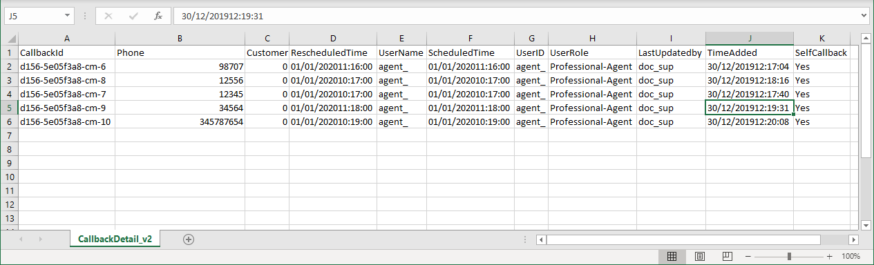 Sample CSV