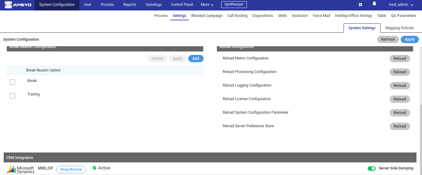 Server-side Dumping for MSD